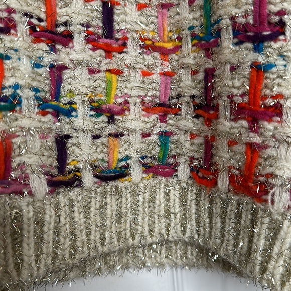ANDREW MARC NY multi-color chunky knit shimmer tinsel sweater L - Picture 8 of 10